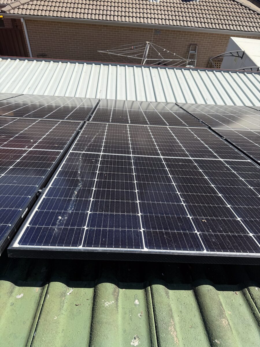 Solar panels before β covered in dirt and grime